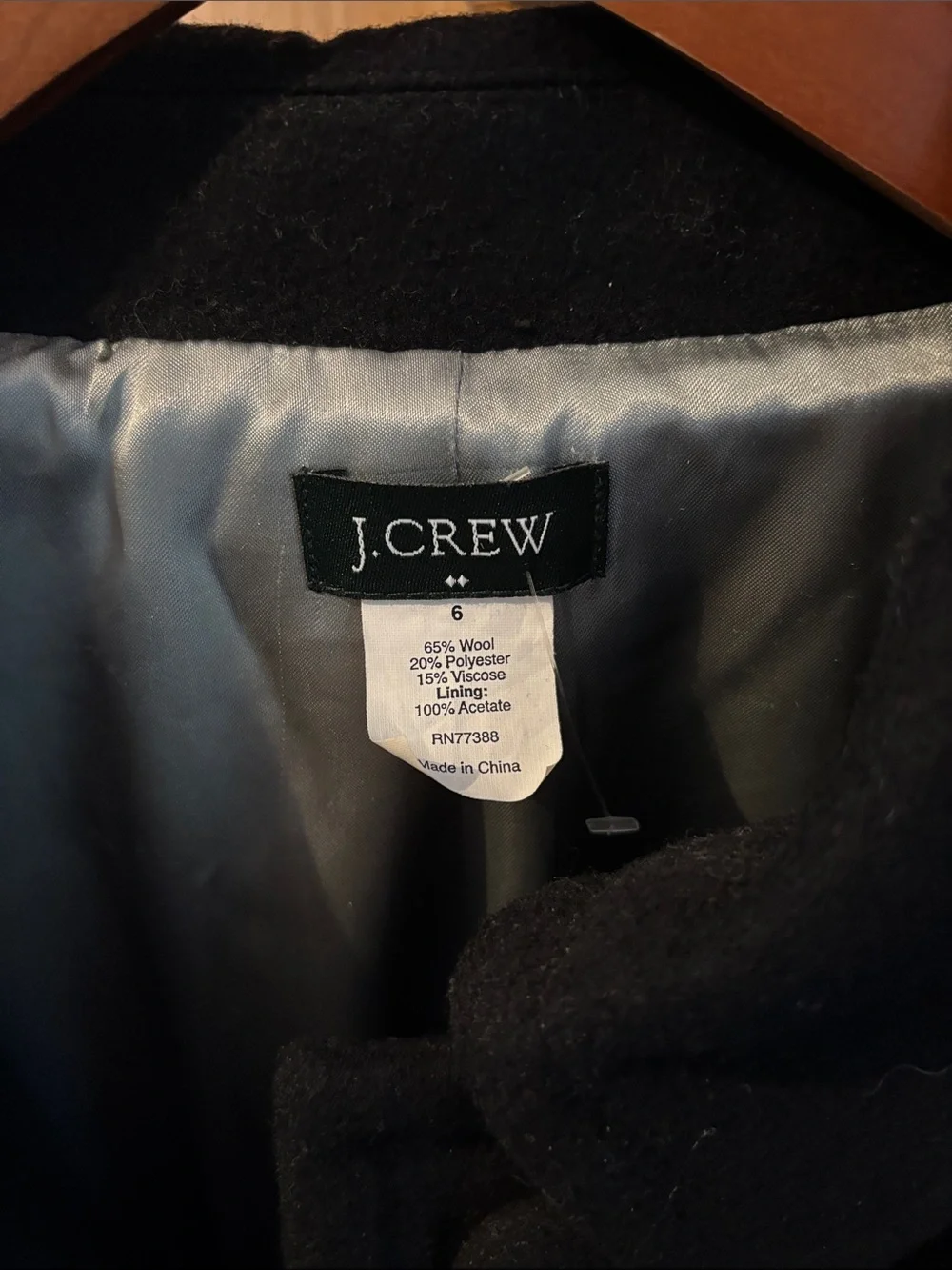 J. Crew Women’s Black Wool Blend Mid Length Fitted Shape